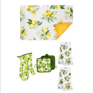 Lemon Kitchen Linen 9 pc Bundle includes 4 Placemats